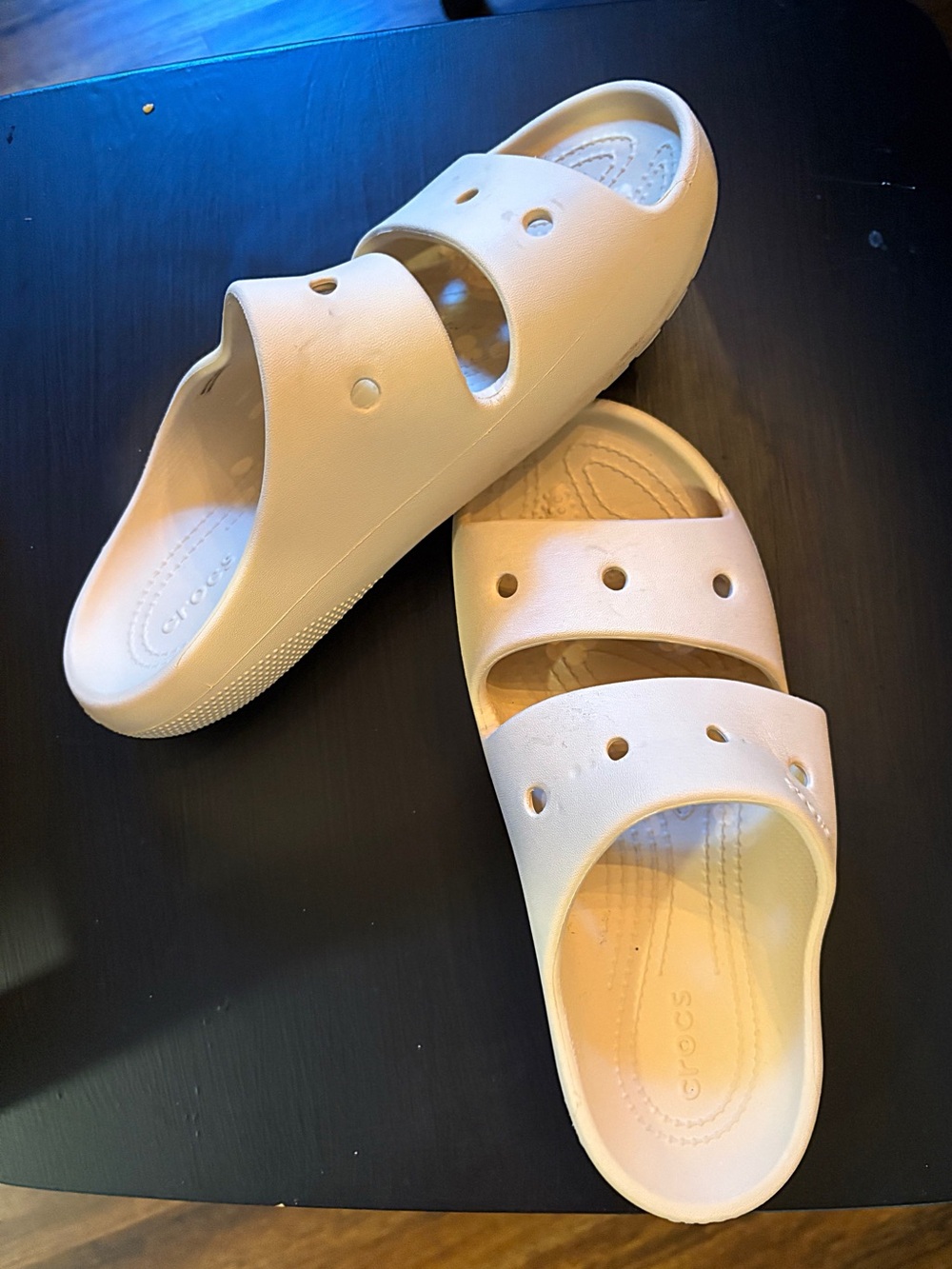 ♥️💖 Crocs Slipper Slides Dual Strap Creamy Beige M6 W8
